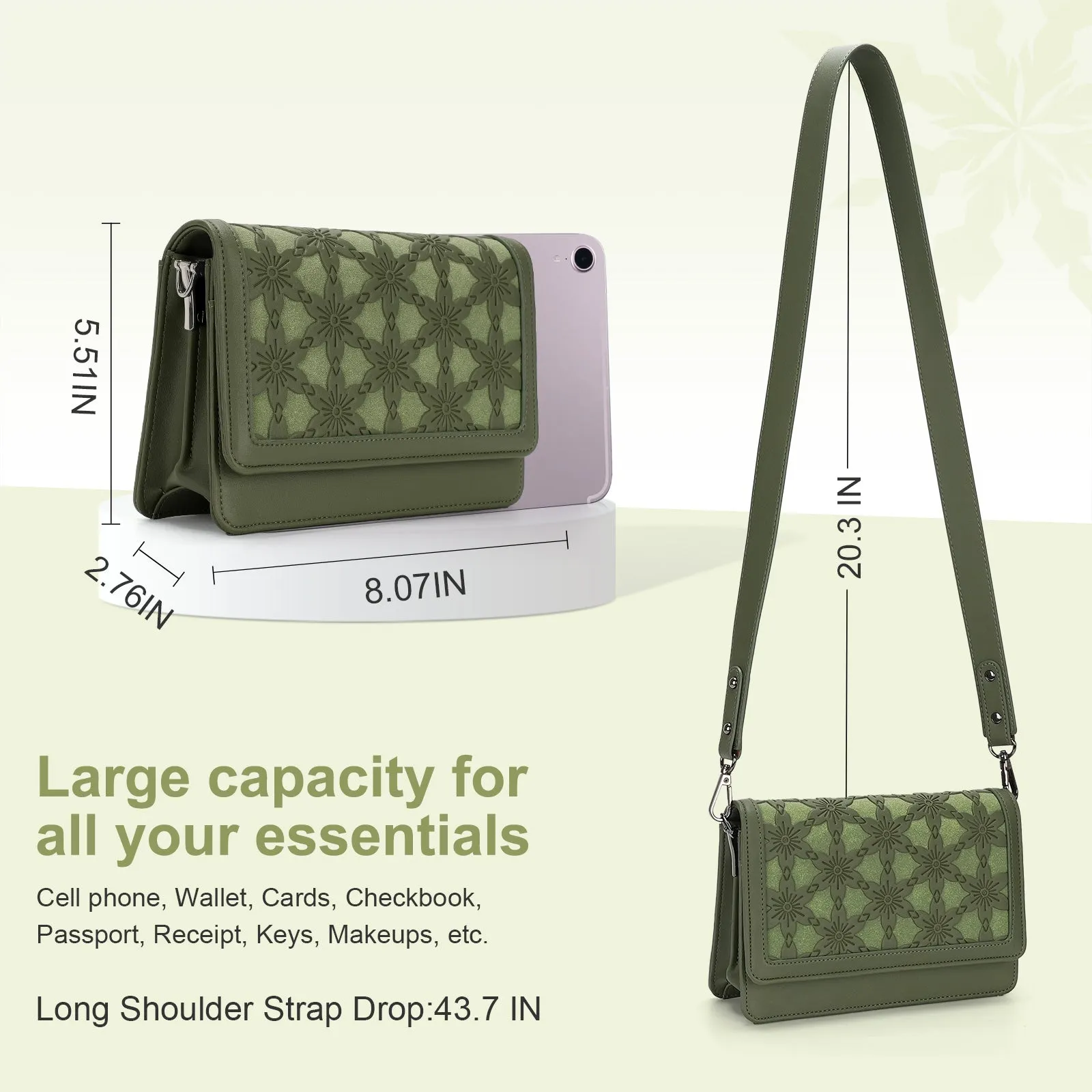DesignerEmbossed Crossbody Bags for Women Vegan Leather Purses Small Shoulder Handbags - 1866