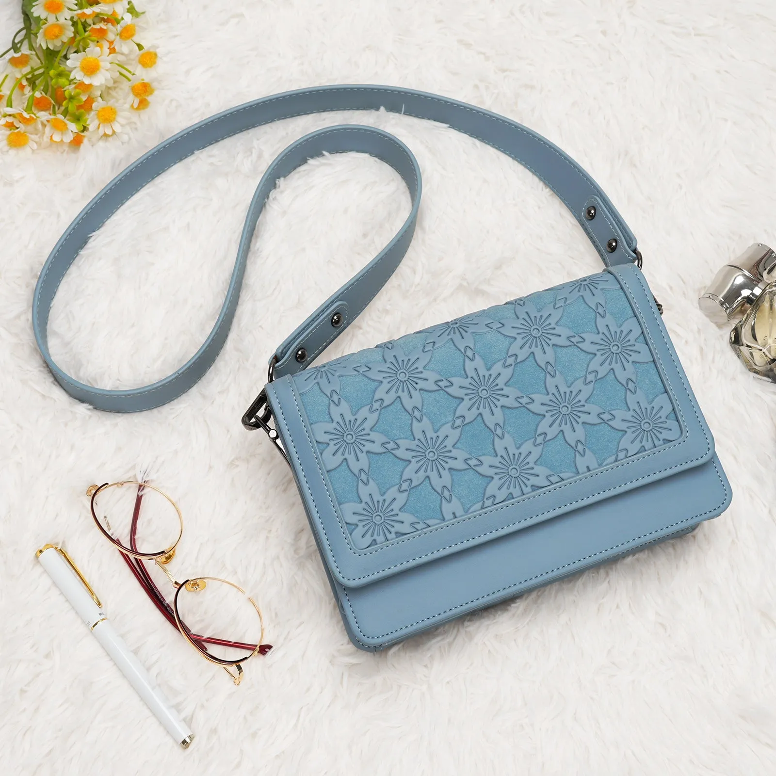 DesignerEmbossed Crossbody Bags for Women Vegan Leather Purses Small Shoulder Handbags - 1866