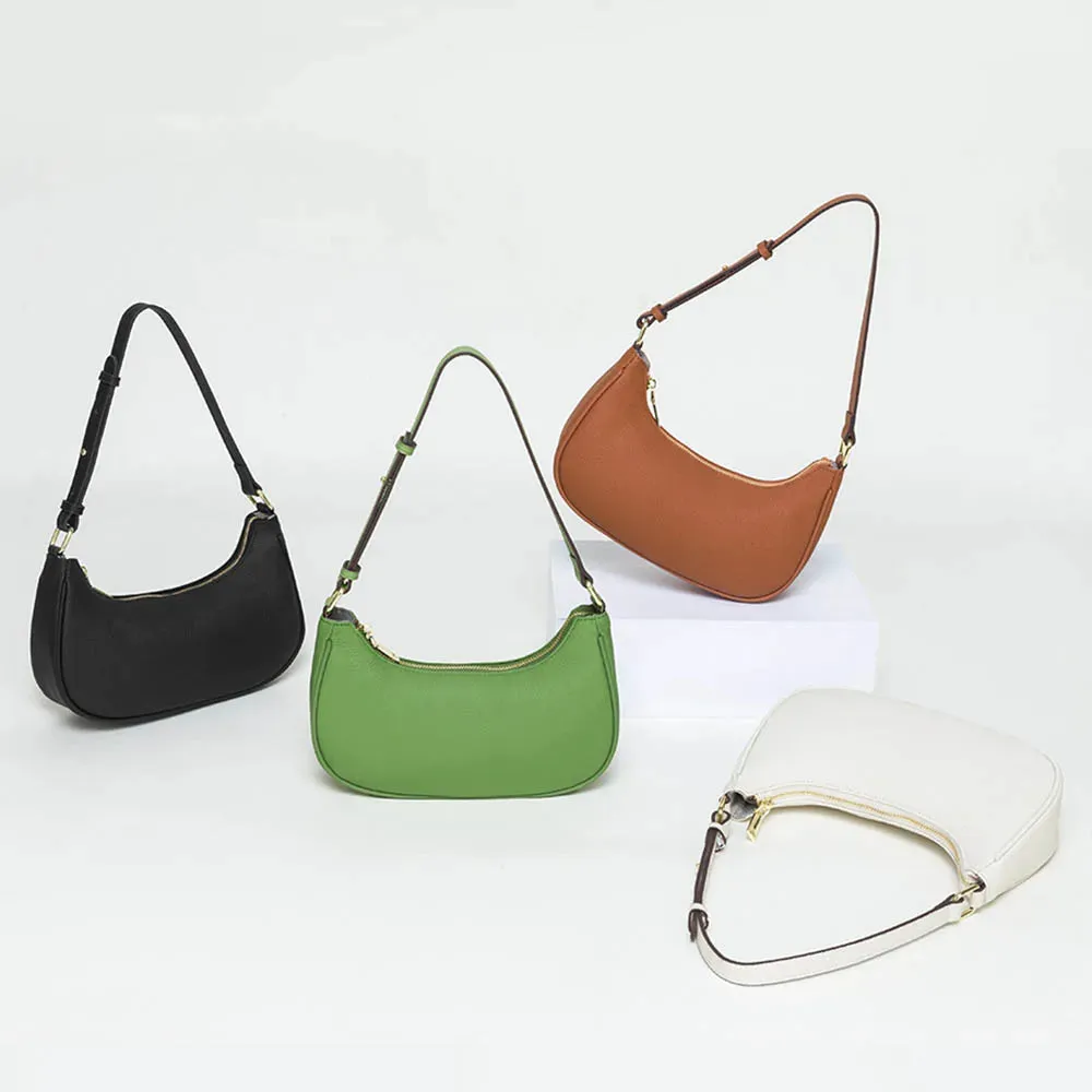Fashion Designer Bags Genuine Leather Half Moon Unique Underarm Shoulder Hand Bag