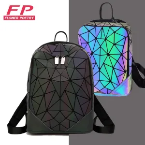 Fashion Women Backpack Mochila Geometric Luminous Backpacks Bagpack Girls Noctilucent Travel Shoulder Bags For School Back Pack