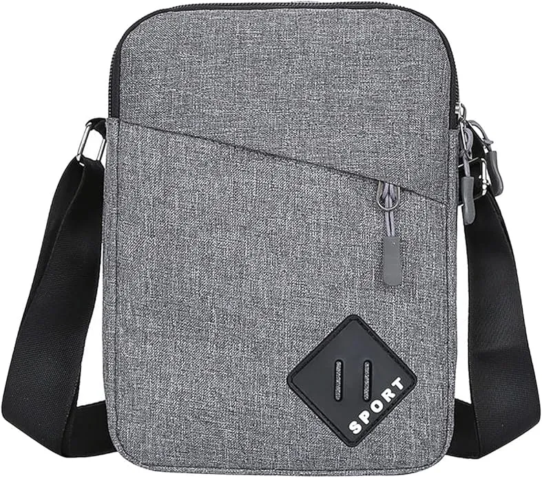 FuninCrea Mens Shoulder Bag Nylon and Oxford Crossbody Bag, Messenger Bag with Zipper and Adjustable Strap