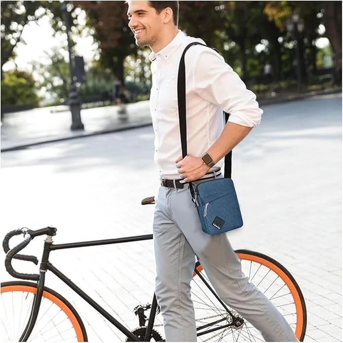 FuninCrea Mens Shoulder Bag Nylon and Oxford Crossbody Bag, Messenger Bag with Zipper and Adjustable Strap
