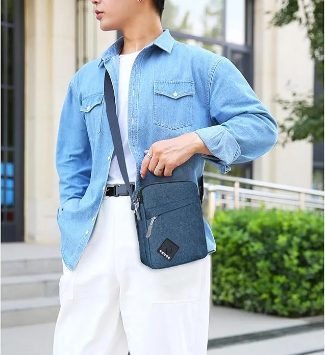 FuninCrea Mens Shoulder Bag Nylon and Oxford Crossbody Bag, Messenger Bag with Zipper and Adjustable Strap