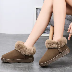 Fur Flat Suede Buckle Like Uggs Ankle Boots