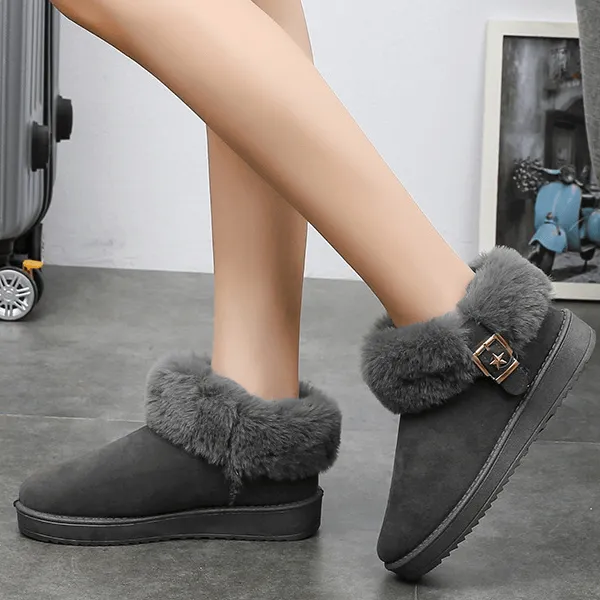 Fur Flat Suede Buckle Like Uggs Ankle Boots