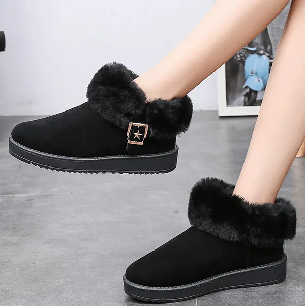Fur Flat Suede Buckle Like Uggs Ankle Boots