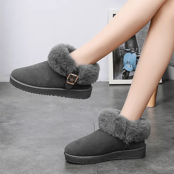 Fur Flat Suede Buckle Like Uggs Ankle Boots