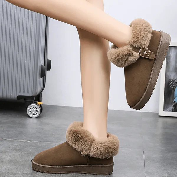 Fur Flat Suede Buckle Like Uggs Ankle Boots