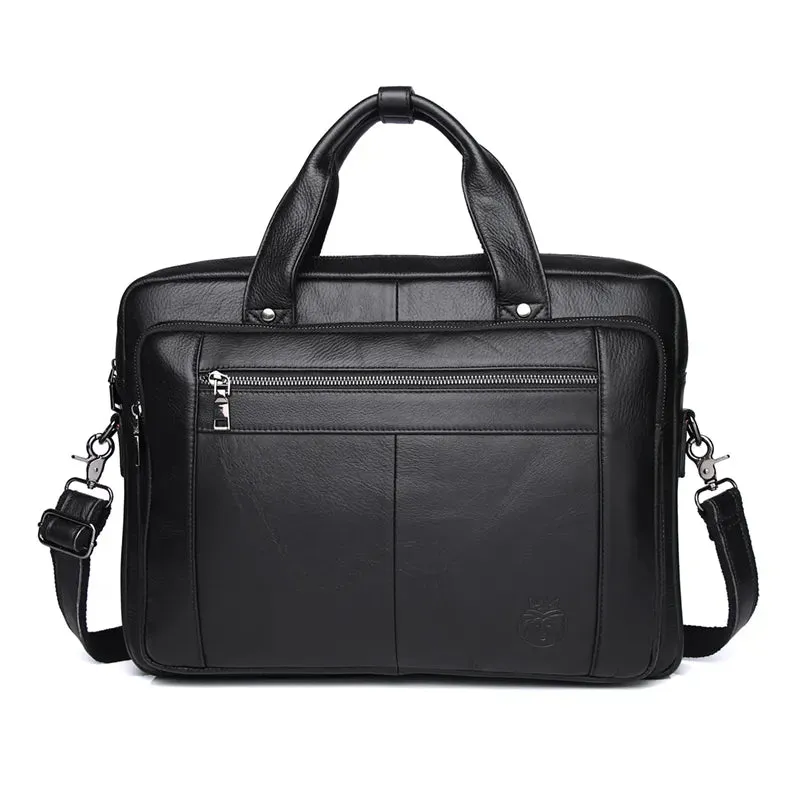 Genuine Leather Bussiness Briefcases Black for Men luxury handbags Laptop Briefcase Bags