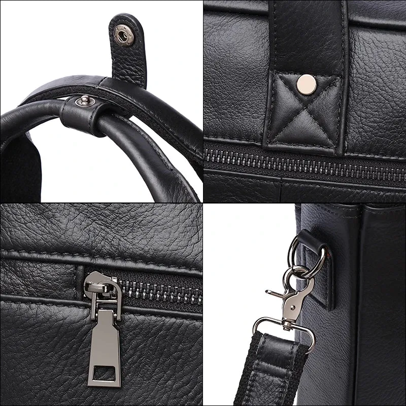 Genuine Leather Bussiness Briefcases Black for Men luxury handbags Laptop Briefcase Bags