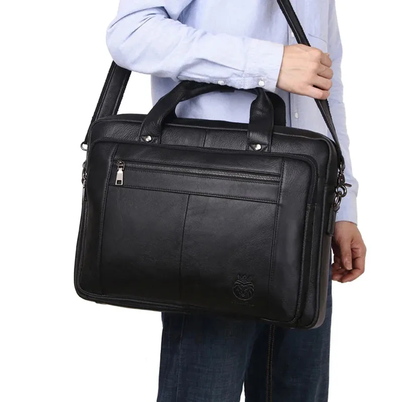 Genuine Leather Bussiness Briefcases Black for Men luxury handbags Laptop Briefcase Bags