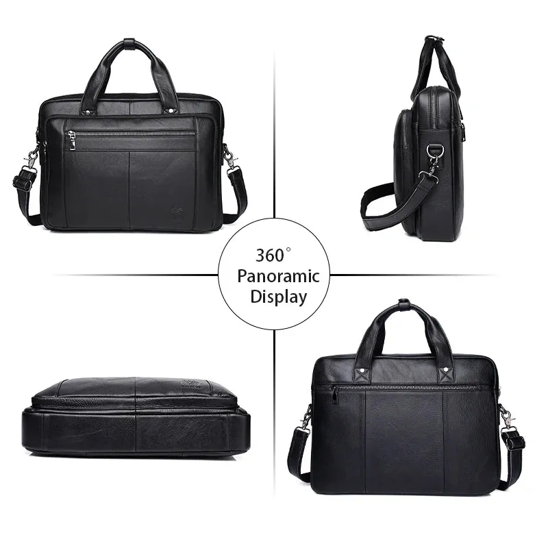 Genuine Leather Bussiness Briefcases Black for Men luxury handbags Laptop Briefcase Bags