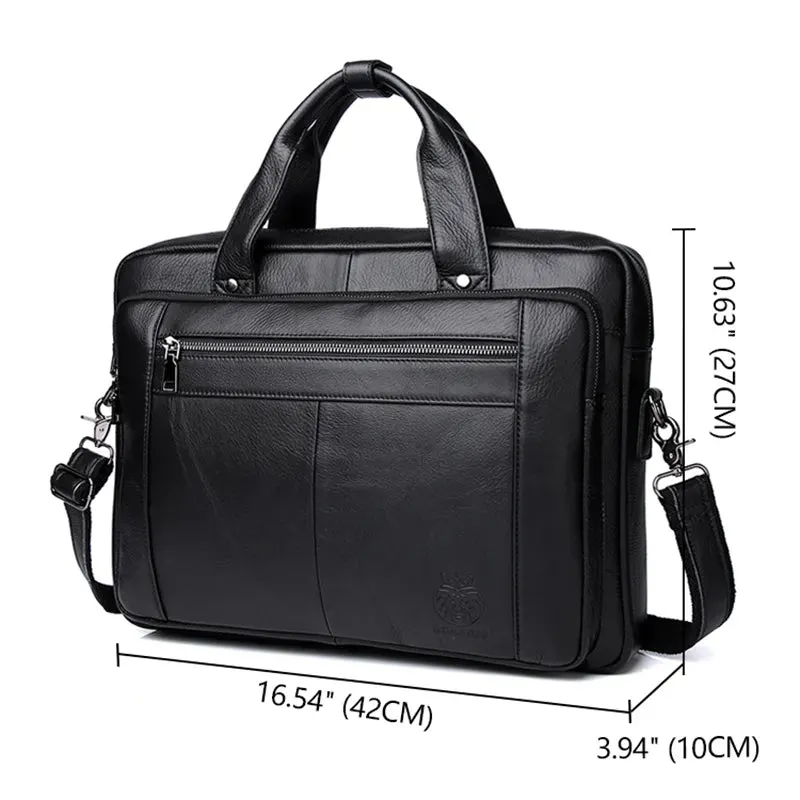 Genuine Leather Bussiness Briefcases Black for Men luxury handbags Laptop Briefcase Bags