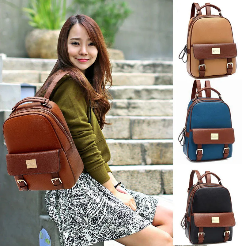 Girls PU School Travel Backpack Bag