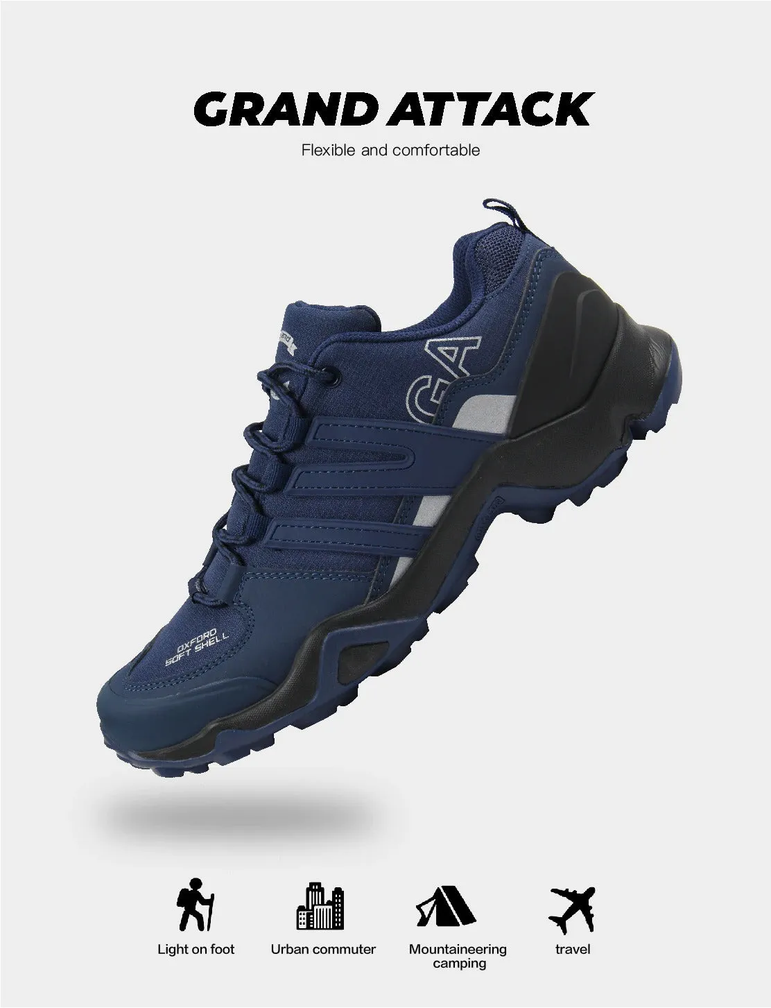 Grand Attack Men's Shoes Sneakers Walking Hiking Trekking Backpacking