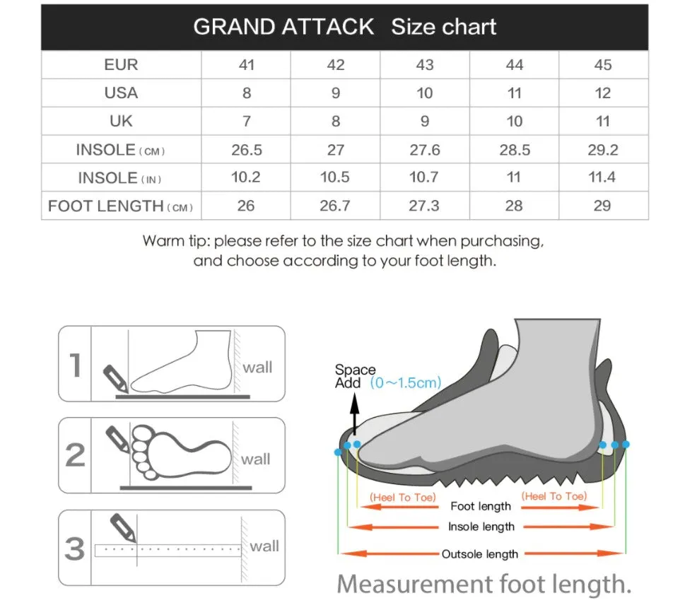 Grand Attack Men's Shoes Sneakers Walking Hiking Trekking Backpacking