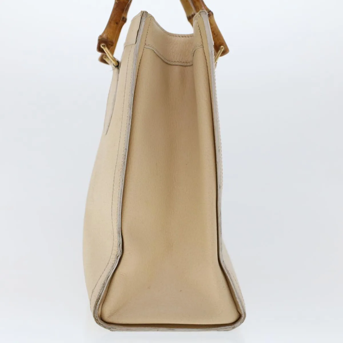 GUCCI Bamboo Hand Bag Leather Beige  45863