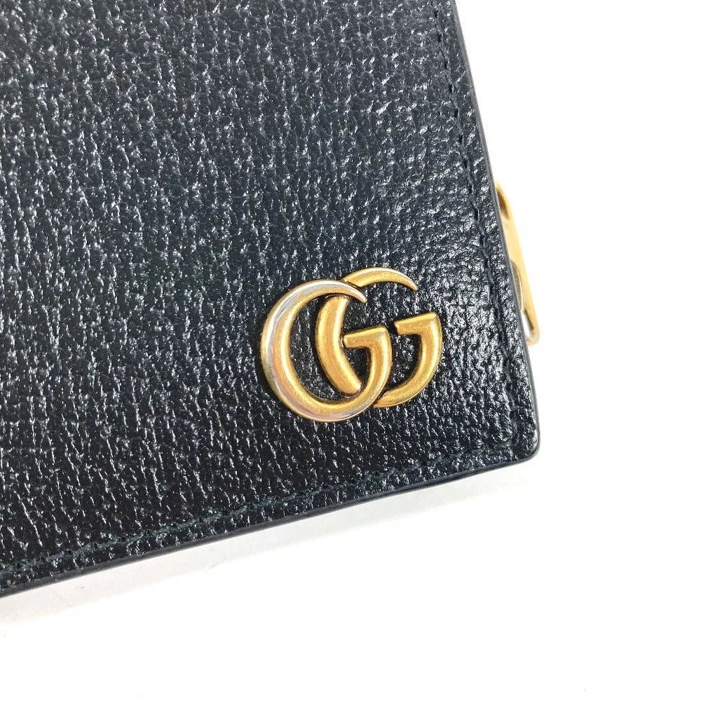 GUCCI Folded wallet 760223 leather black Double G Long Wallet Women Used