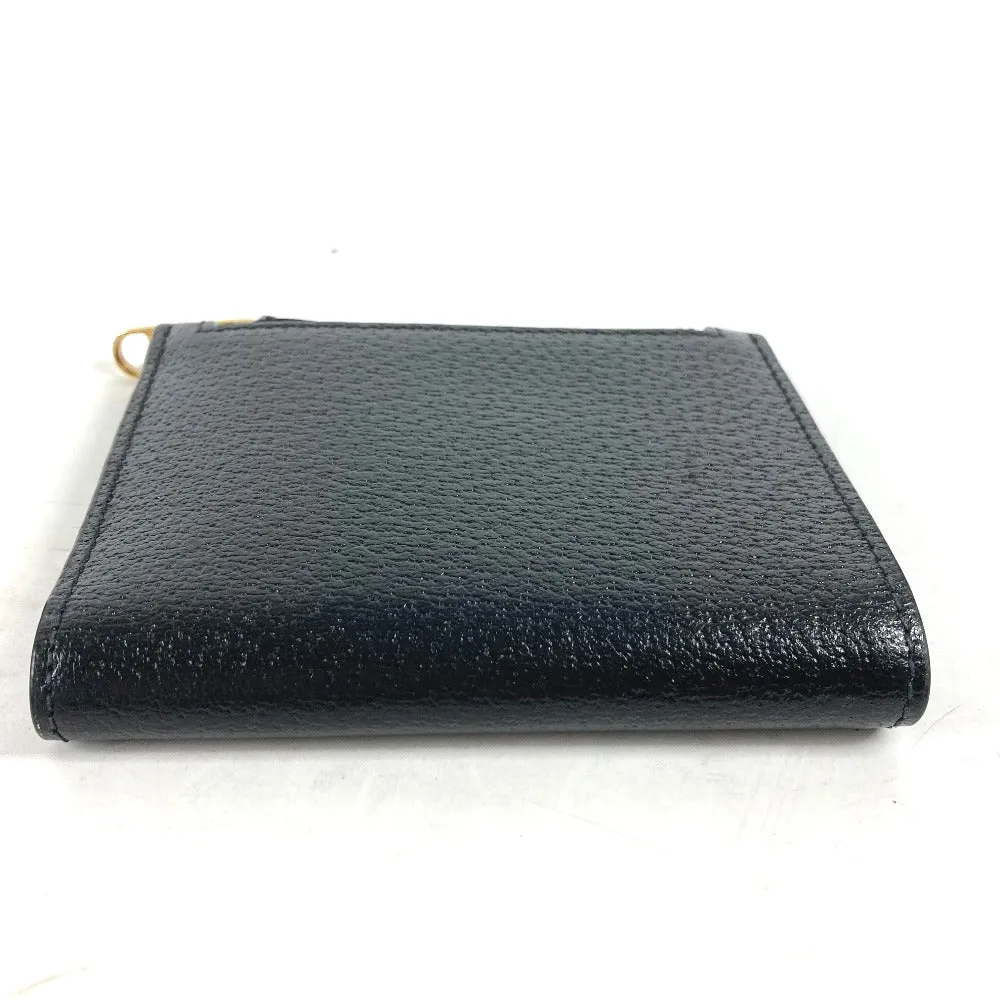 GUCCI Folded wallet 760223 leather black Double G Long Wallet Women Used