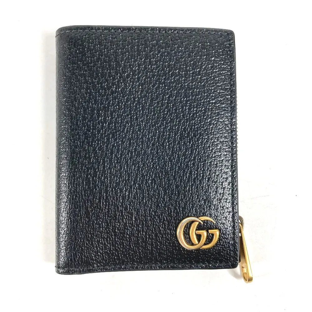 GUCCI Folded wallet 760223 leather black Double G Long Wallet Women Used