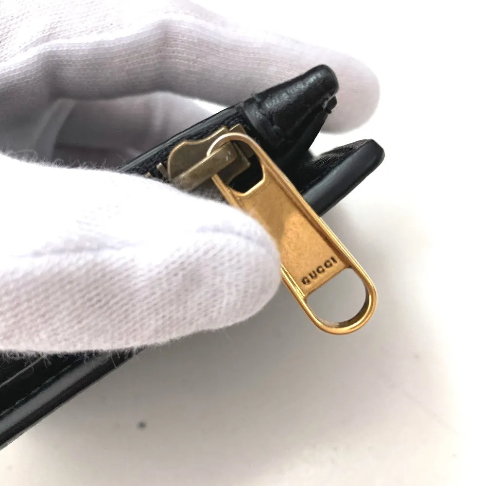 GUCCI Folded wallet 760223 leather black Double G Long Wallet Women Used