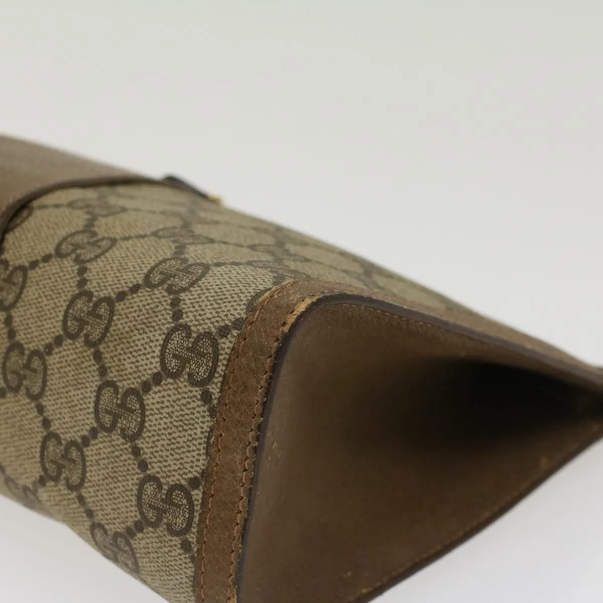 GUCCI GG Canvas Web Sherry Line Clutch Bag PVC Leather Beige Red  45600