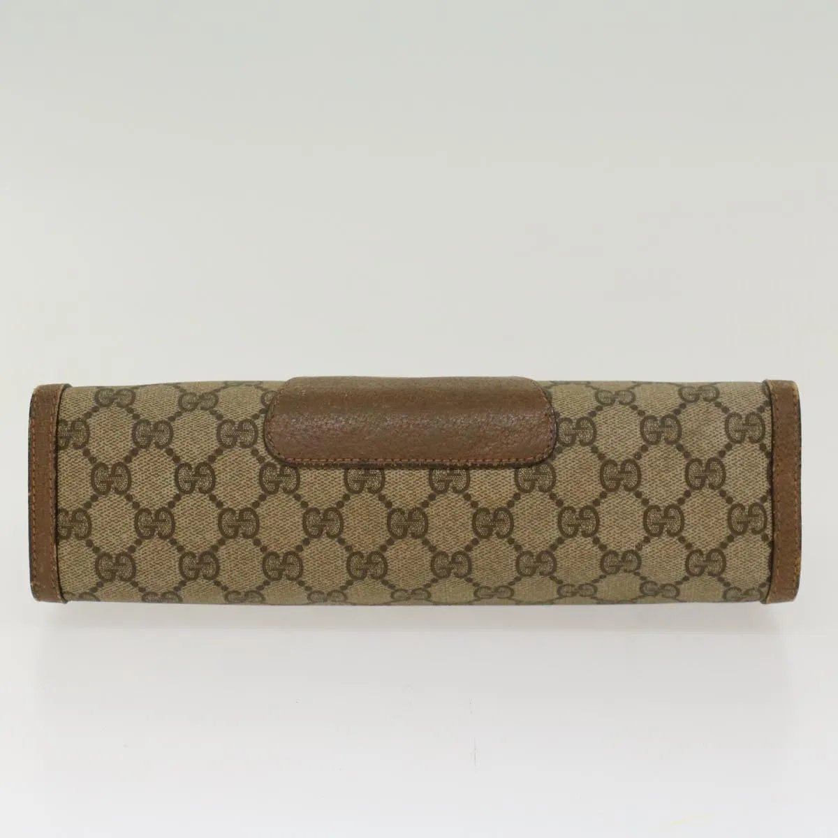 GUCCI GG Canvas Web Sherry Line Clutch Bag PVC Leather Beige Red  45600