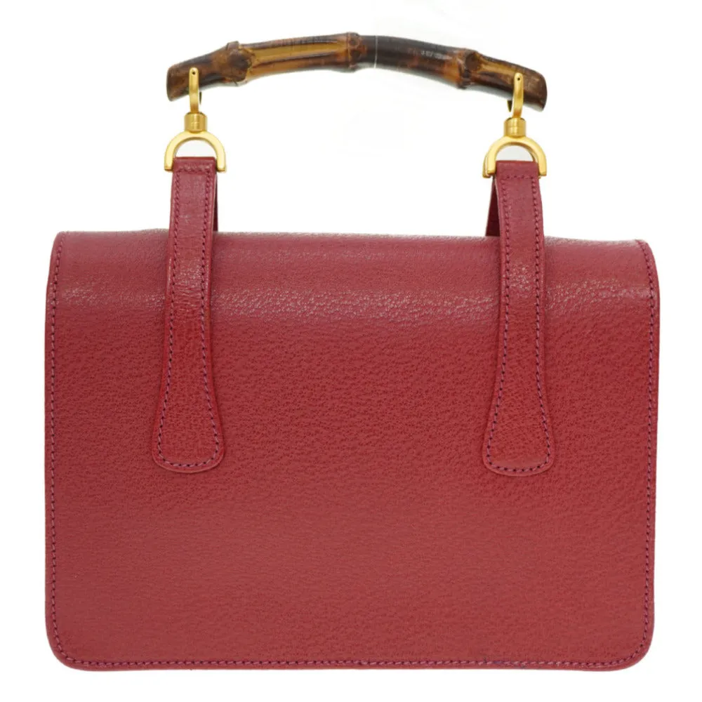 GUCCI Handbag 000.113.0231 leather Red Bamboo Women Used