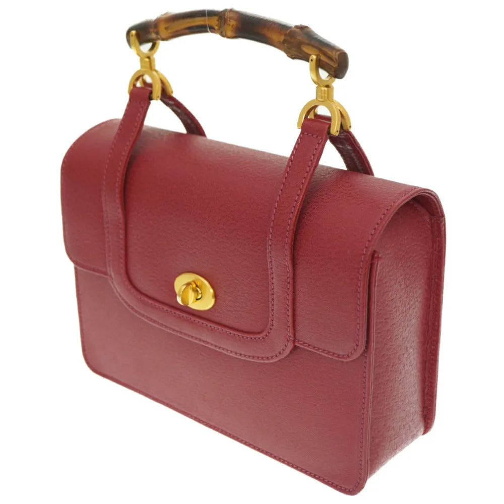 GUCCI Handbag 000.113.0231 leather Red Bamboo Women Used