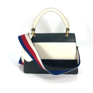 GUCCI Handbag 476541 leather Black x white Bijou Fake Pearl Queen Margaret BEE Bee Women Used