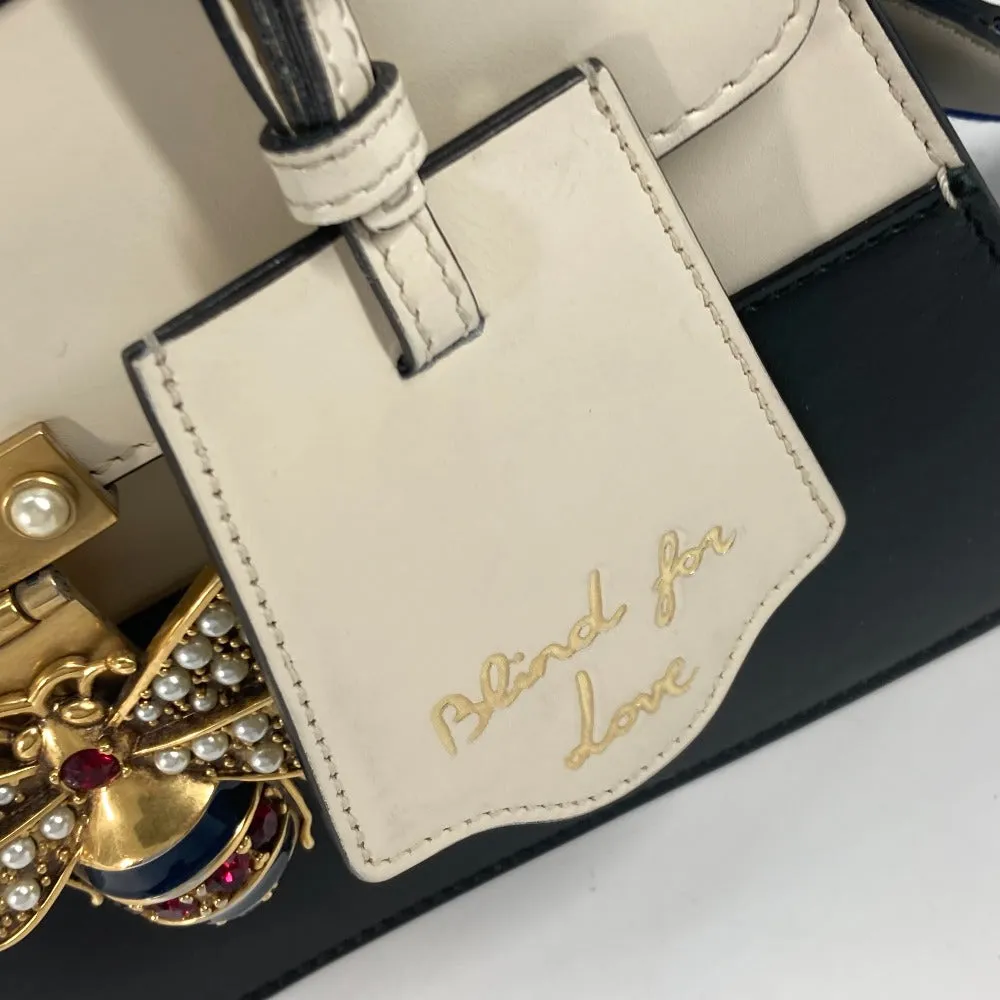 GUCCI Handbag 476541 leather Black x white Bijou Fake Pearl Queen Margaret BEE Bee Women Used