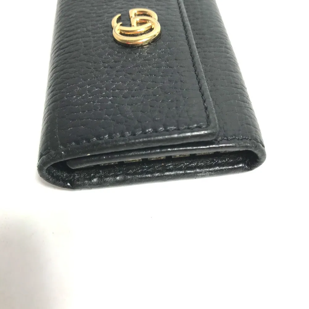 GUCCI Key case Key holder  456118 leather black GG Marmont six hooks Women Used