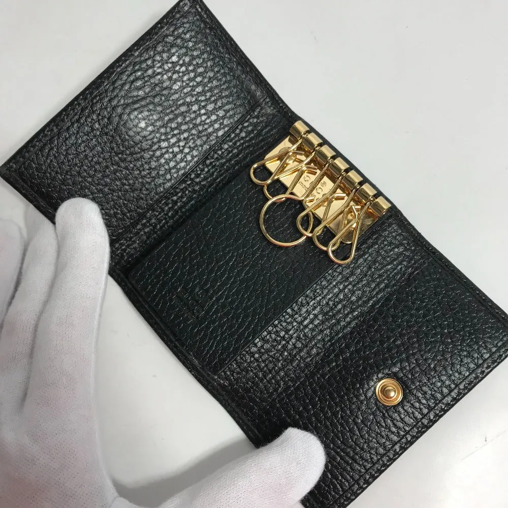 GUCCI Key case Key holder  456118 leather black GG Marmont six hooks Women Used