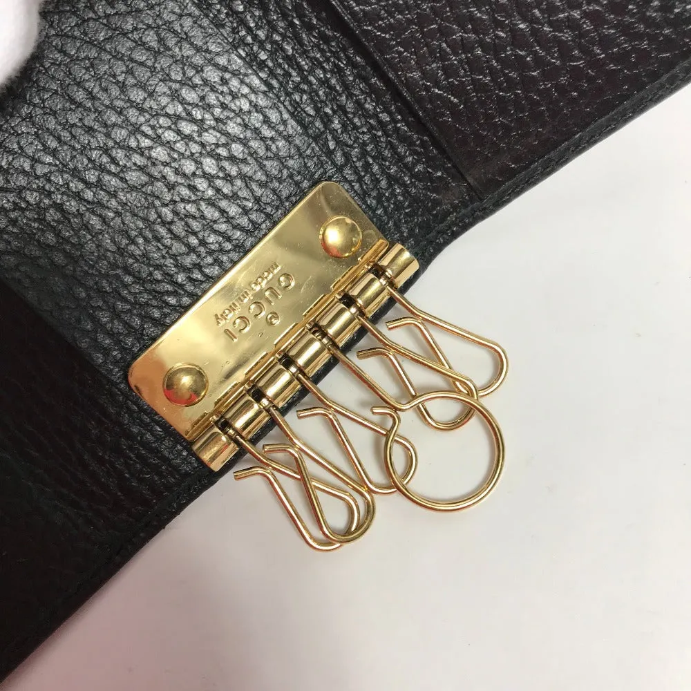 GUCCI Key case Key holder  456118 leather black GG Marmont six hooks Women Used