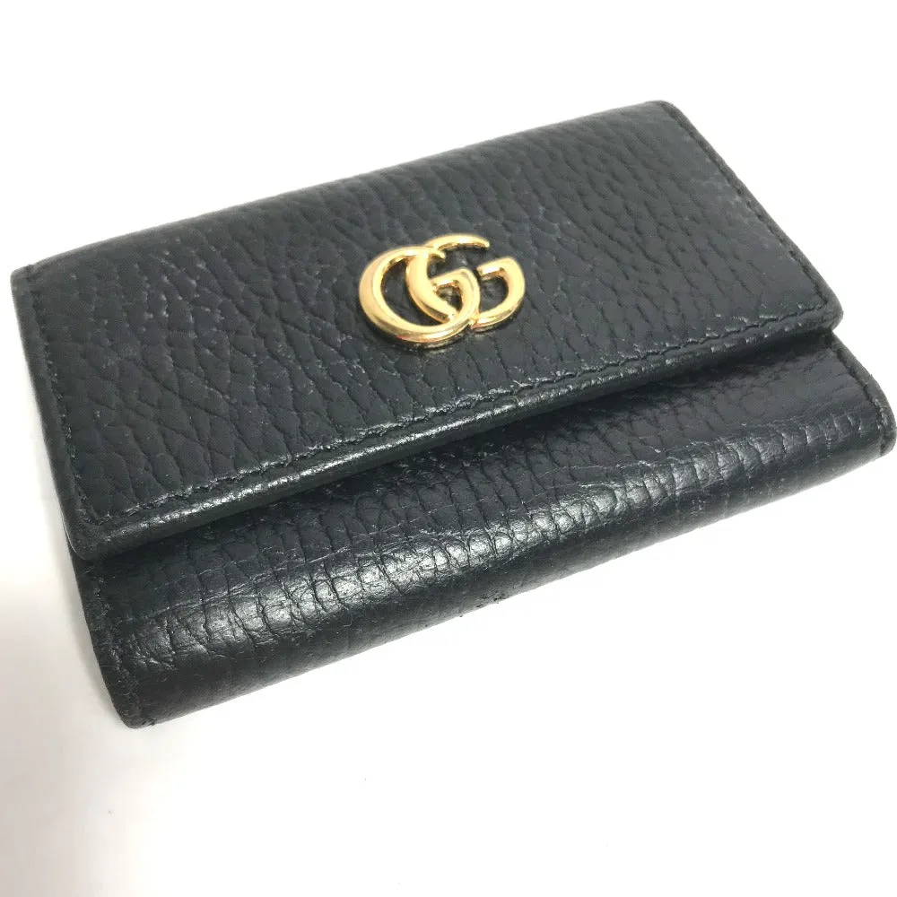 GUCCI Key case Key holder  456118 leather black GG Marmont six hooks Women Used