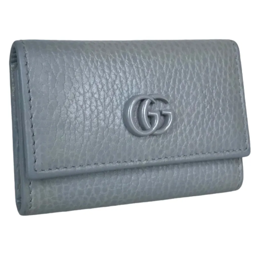 GUCCI Key case Key holder  456118  leather gray Petit Marmont Women Secondhand
