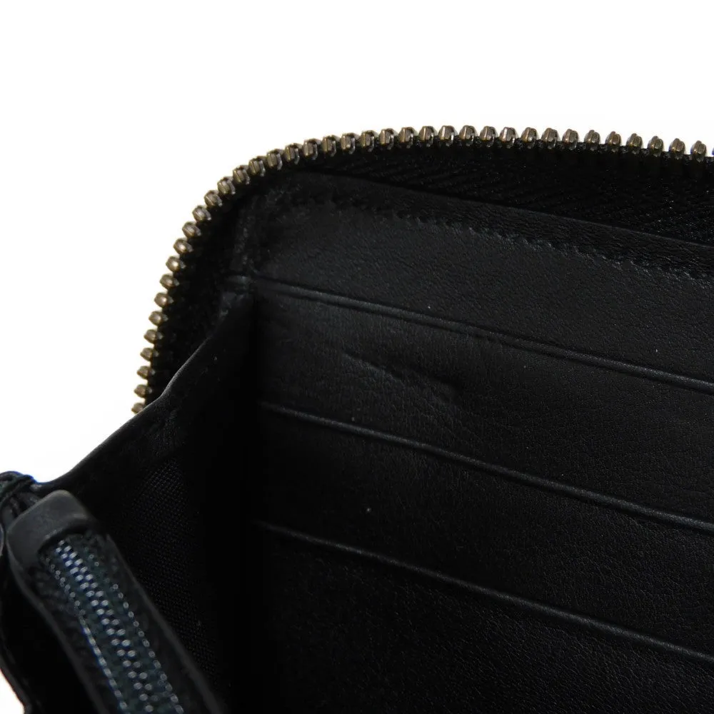 GUCCI Long Wallet Purse 428785 Smooth Calfskin Leather black Logo embossing Rabbit embroidered zip-around wallet Women(Unisex) Used