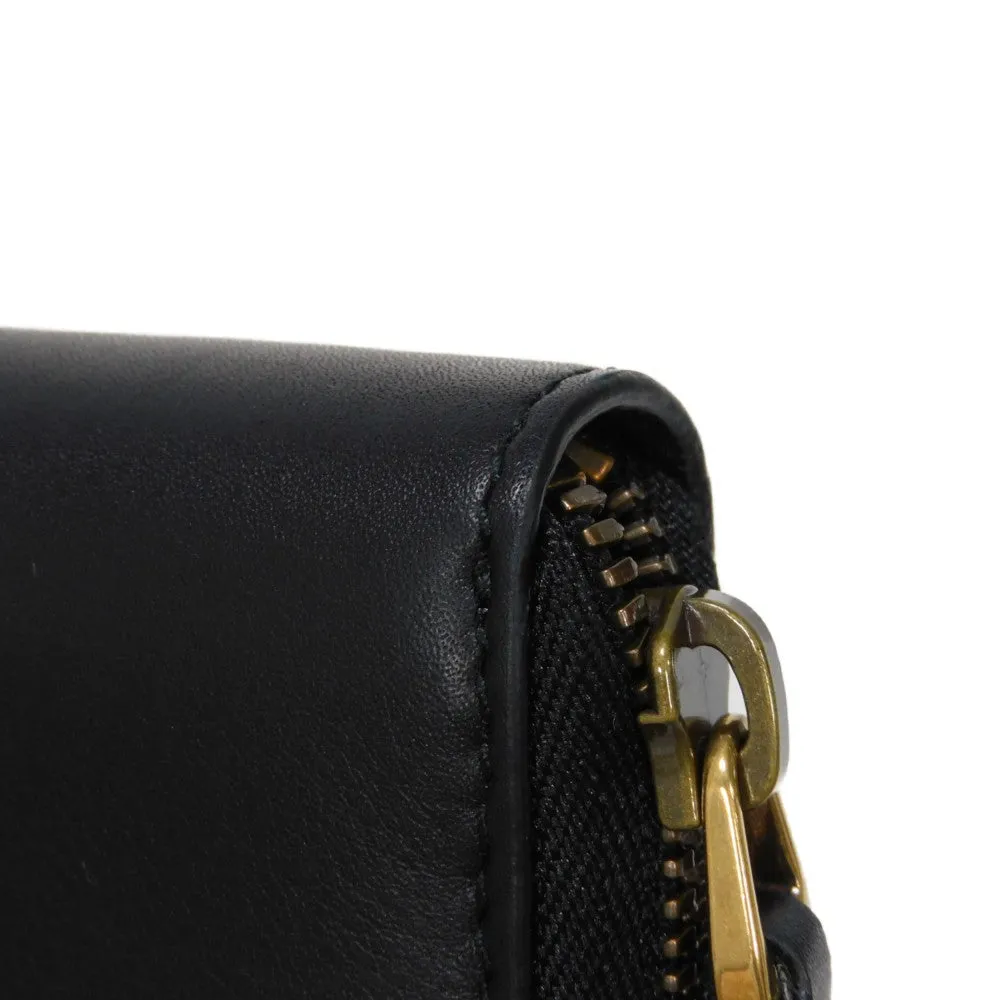 GUCCI Long Wallet Purse 428785 Smooth Calfskin Leather black Logo embossing Rabbit embroidered zip-around wallet Women(Unisex) Used