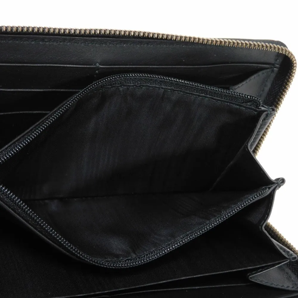 GUCCI Long Wallet Purse 428785 Smooth Calfskin Leather black Logo embossing Rabbit embroidered zip-around wallet Women(Unisex) Used