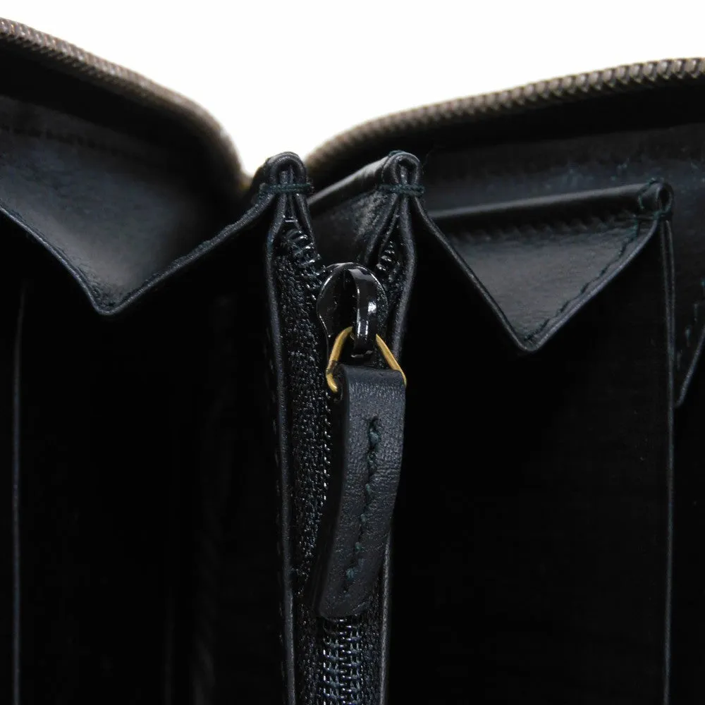 GUCCI Long Wallet Purse 428785 Smooth Calfskin Leather black Logo embossing Rabbit embroidered zip-around wallet Women(Unisex) Used