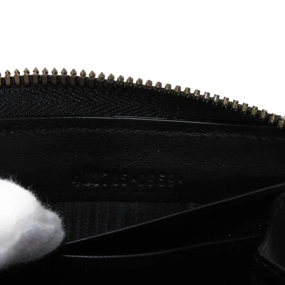 GUCCI Long Wallet Purse 428785 Smooth Calfskin Leather black Logo embossing Rabbit embroidered zip-around wallet Women(Unisex) Used