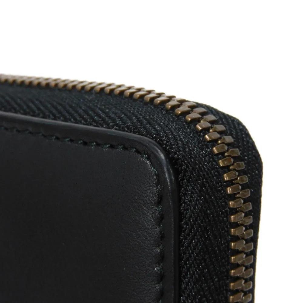 GUCCI Long Wallet Purse 428785 Smooth Calfskin Leather black Logo embossing Rabbit embroidered zip-around wallet Women(Unisex) Used