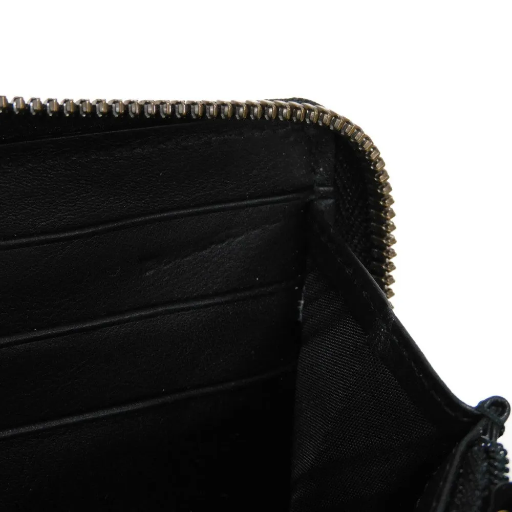 GUCCI Long Wallet Purse 428785 Smooth Calfskin Leather black Logo embossing Rabbit embroidered zip-around wallet Women(Unisex) Used