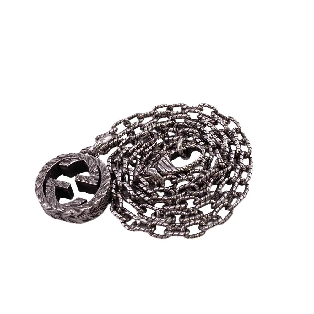 GUCCI Necklace Silver925 Silver 925 15.9g Interlocking G Arabesque unisex(Unisex) Used