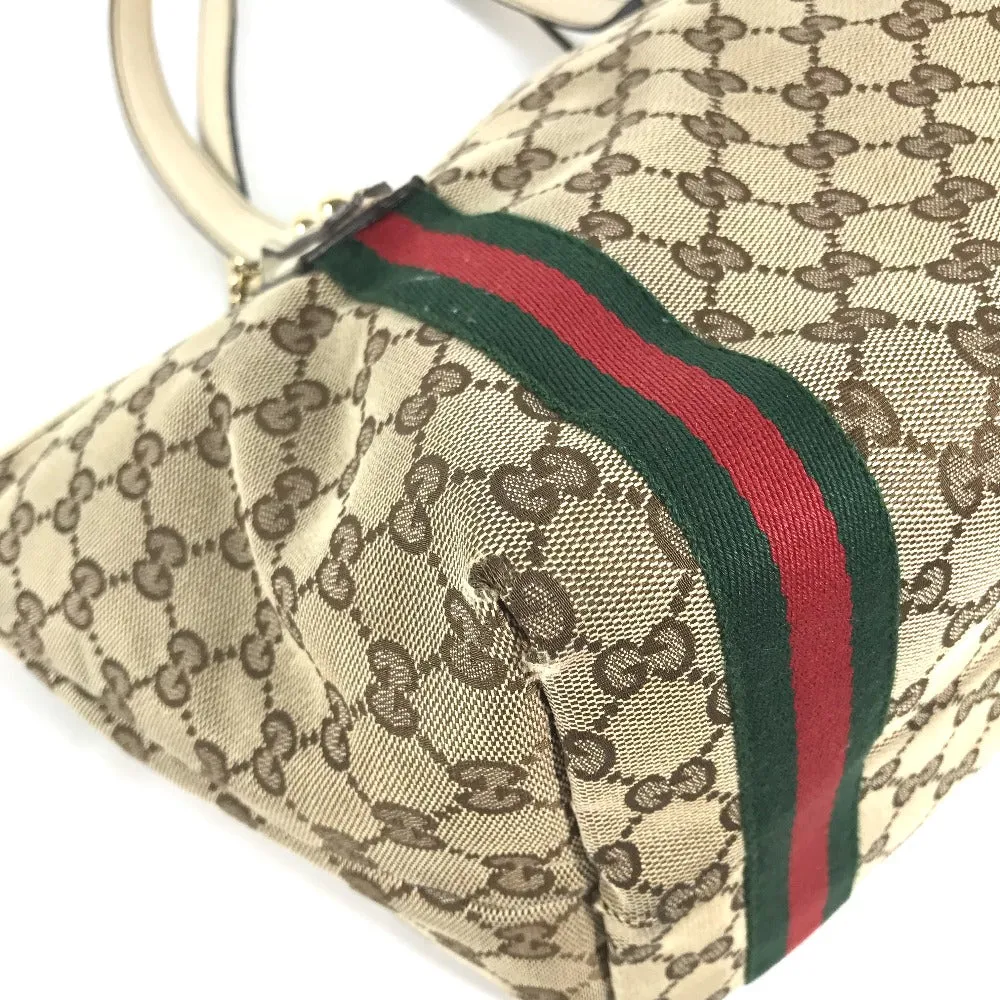 GUCCI Shoulder Bag 137396 GG canvas / leather beige GG Shelly line Women Used