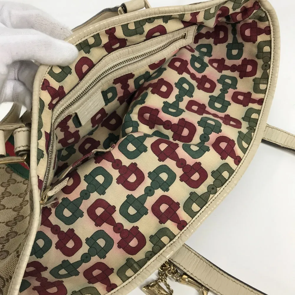 GUCCI Shoulder Bag 137396 GG canvas / leather beige GG Shelly line Women Used