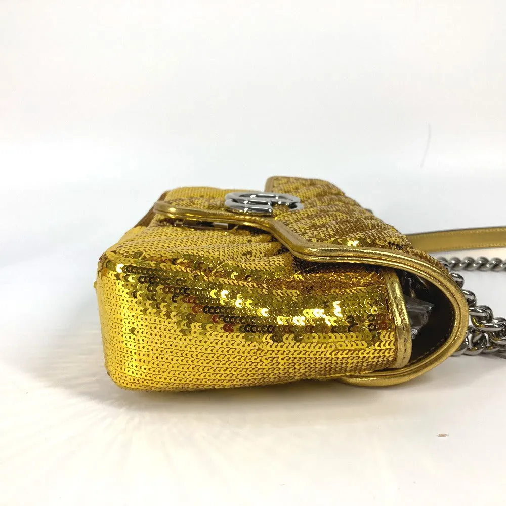 GUCCI Shoulder Bag 446744 Sequin / Leather Yellow Gold GG Marmont Sequin Women Used