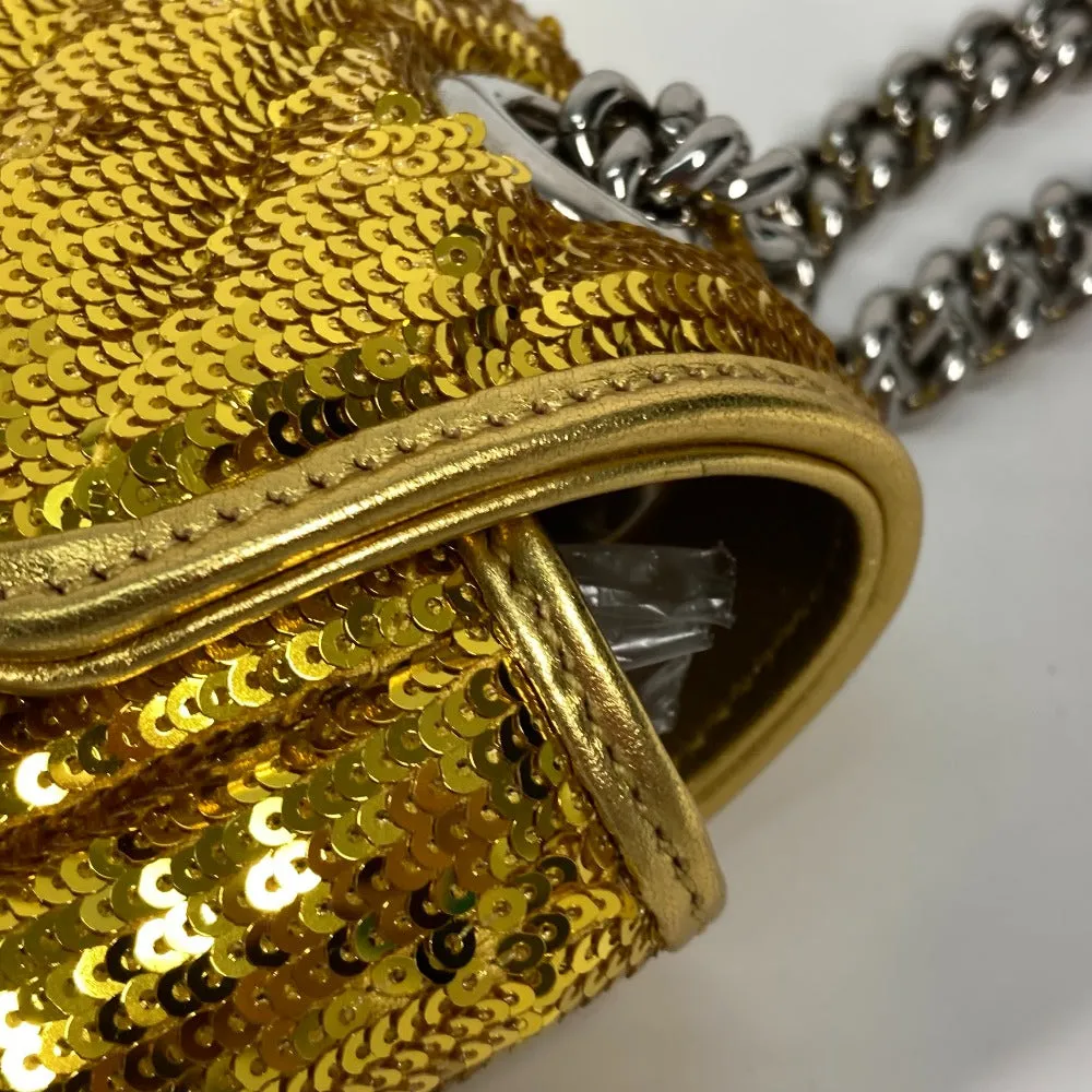 GUCCI Shoulder Bag 446744 Sequin / Leather Yellow Gold GG Marmont Sequin Women Used