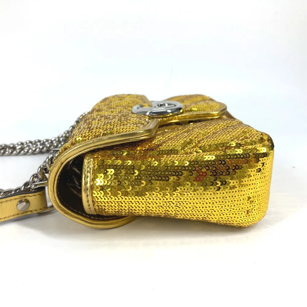 GUCCI Shoulder Bag 446744 Sequin / Leather Yellow Gold GG Marmont Sequin Women Used