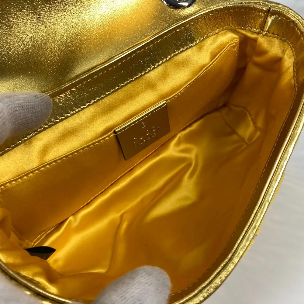 GUCCI Shoulder Bag 446744 Sequin / Leather Yellow Gold GG Marmont Sequin Women Used